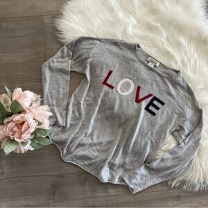 Rachel Zoe Cashmere LOVE Red White & Blue Grey Sweater S